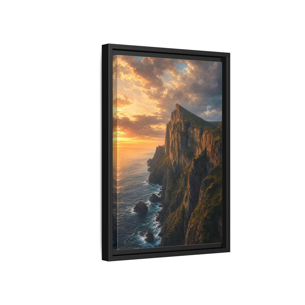 Side Mockup 6. Nature Coastal Cliffs Golden Sunset Cliffs shown as stretched canvas wall art
