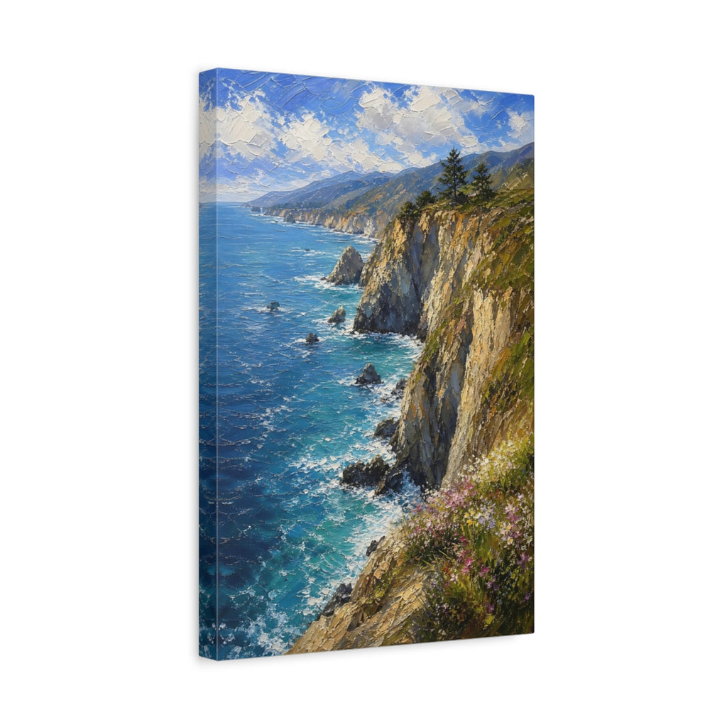 Side Mockup 4. Nature Coastal Cliffs Vibrant Coastal shown as stretched canvas wall art