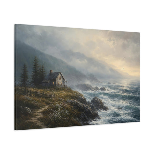 Main Mockup. Nature Coastal House Coastal Landscape shown as stretched canvas wall art