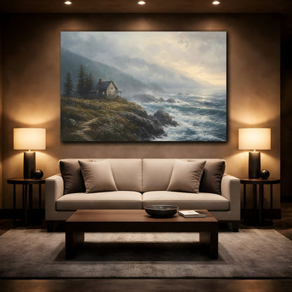 Mockup 2. Nature Coastal House Coastal Landscape shown as stretched canvas wall art