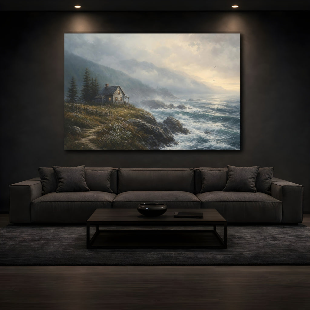 Mockup 3. Nature Coastal House Coastal Landscape shown as stretched canvas wall art