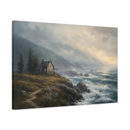 Side Mockup 2. Nature Coastal House Coastal Landscape shown as stretched canvas wall art