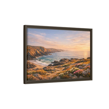 Side Mockup 2. Nature Coastal Landscape Golden Coastal Sunset shown as stretched canvas wall art