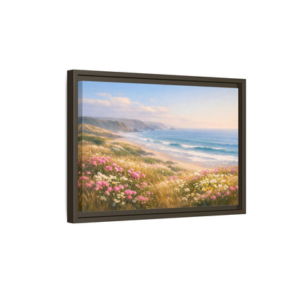 Side Mockup 5. Nature Coastal Landscape Coastal Meadow Pink shown as stretched canvas wall art