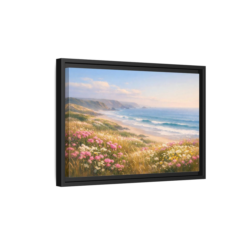 Side Mockup 6. Nature Coastal Landscape Coastal Meadow Pink shown as stretched canvas wall art