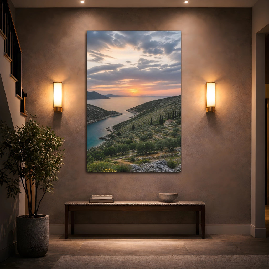 Mockup 2. Nature Coastal Landscape Mediterranean Coastal shown as stretched canvas wall art