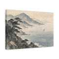 Side Mockup 4. Nature Coastal Landscape Misty Ocean Landscape shown as stretched canvas wall art