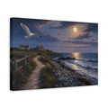 Side Mockup 4. Nature Coastal Landscape Moonlit Coast shown as stretched canvas wall art