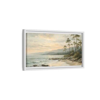Side Mockup 6. Nature Coastal Landscape Muted Coastal Sunset shown as stretched canvas wall art