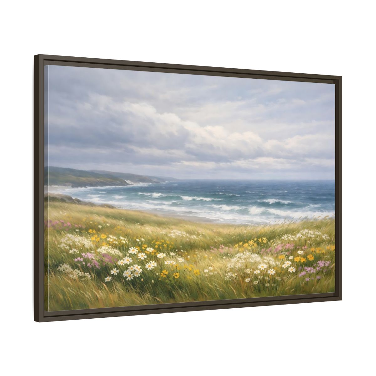 Main Mockup. Nature Coastal Landscape Wildflower Coast shown as stretched canvas wall art