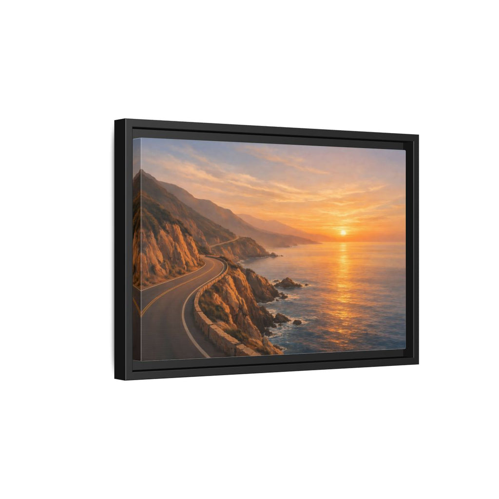 Side Mockup 6. Nature Coastal Road Sunset Coastal Road shown as stretched canvas wall art