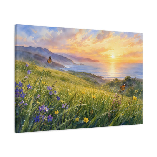 Main Mockup. Nature Coastal Sunset Sunset Nature Landscape shown as stretched canvas wall art