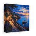 Side Mockup 2. Nature Coastal Village Coastal Sunset shown as stretched canvas wall art