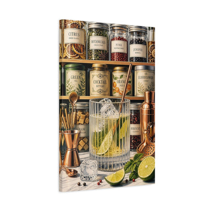 Side Mockup 2. Nature Cocktail Ingredients Cocktail Botanicals shown as stretched canvas wall art