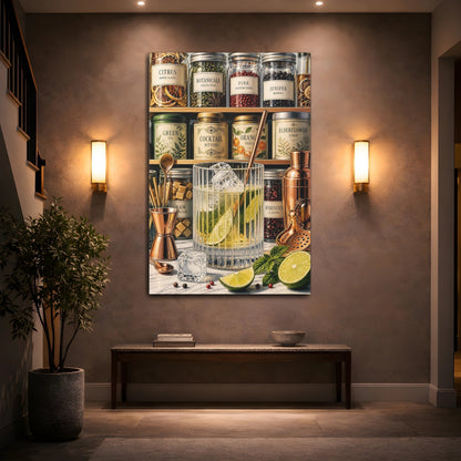 Mockup 2. Nature Cocktail Ingredients Cocktail Botanicals shown as stretched canvas wall art