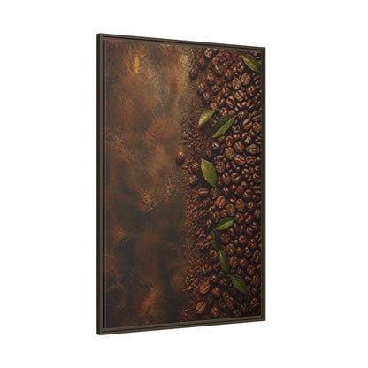 Side Mockup 8. Nature Coffee Beans Brown Coffee Beans shown as stretched canvas wall art
