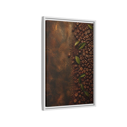 Side Mockup 1. Nature Coffee Beans Brown Coffee Beans shown as stretched canvas wall art