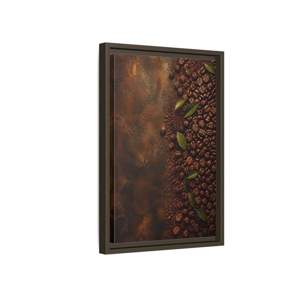 Side Mockup 5. Nature Coffee Beans Brown Coffee Beans shown as stretched canvas wall art