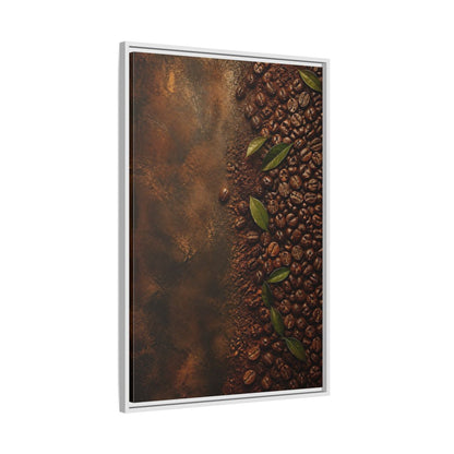 Side Mockup 9. Nature Coffee Beans Brown Coffee Beans shown as stretched canvas wall art