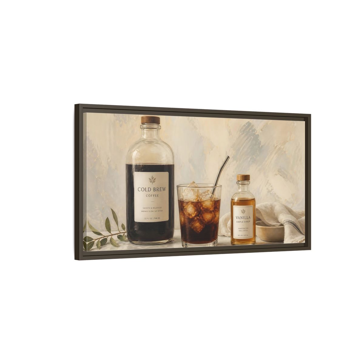 Main Mockup. Nature Coffee Coffee Still Life shown as framed canvas print