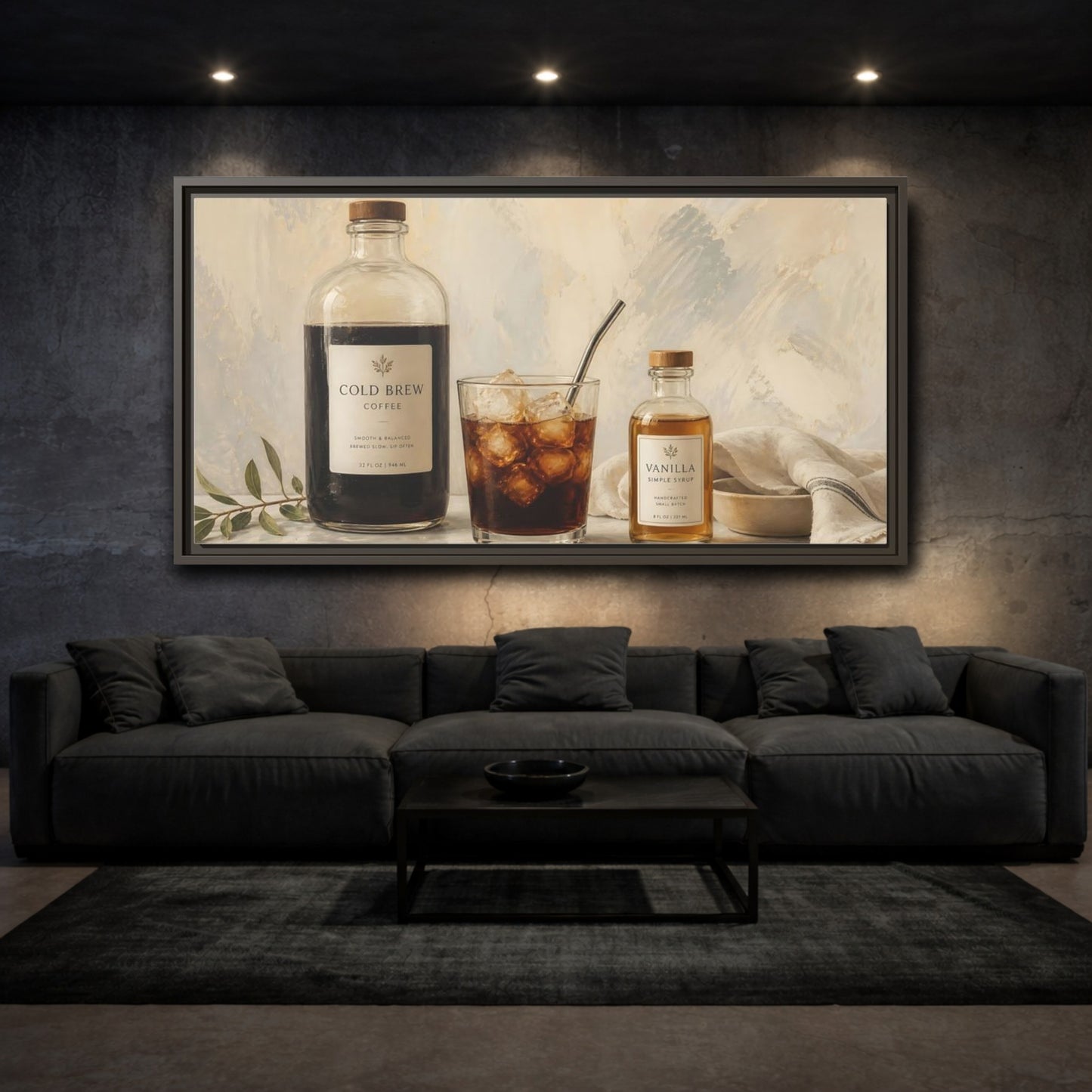 Mockup 3. Nature Coffee Coffee Still Life shown as framed canvas print