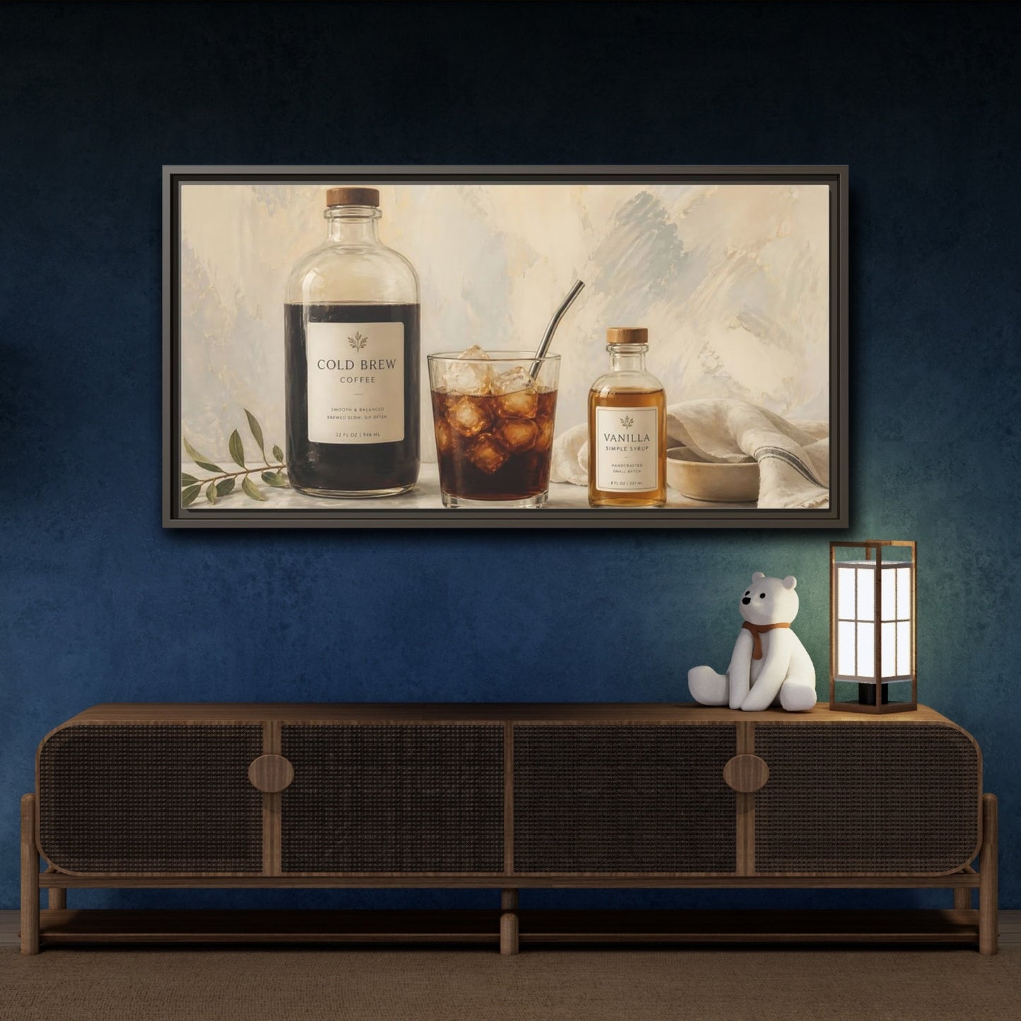 Mockup 4. Nature Coffee Coffee Still Life shown as framed canvas print