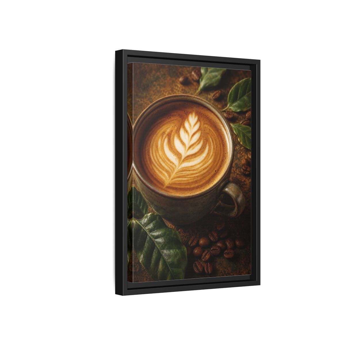Nature Coffee Cup Earthy Art Framed Canvas Wall Print Framed Canvas Wall Art - Kitchen Decor, Feature shown as canvas wall art