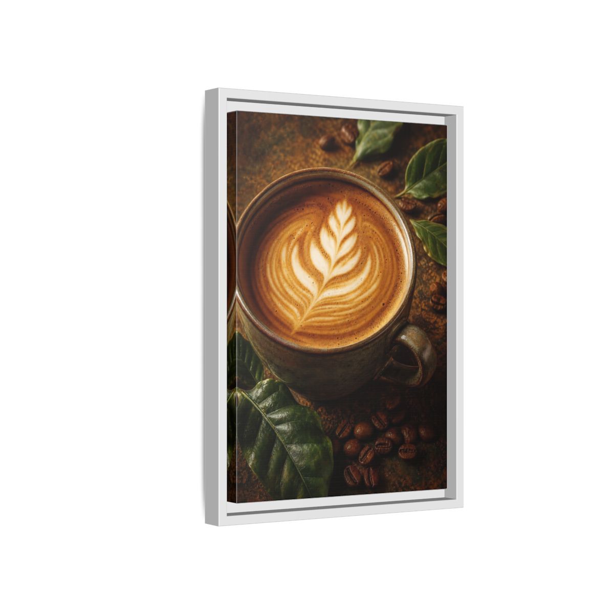 Nature Coffee Cup Earthy Art Framed Canvas Wall Print Framed Canvas Wall Art - Kitchen Decor, Feature shown as canvas wall art