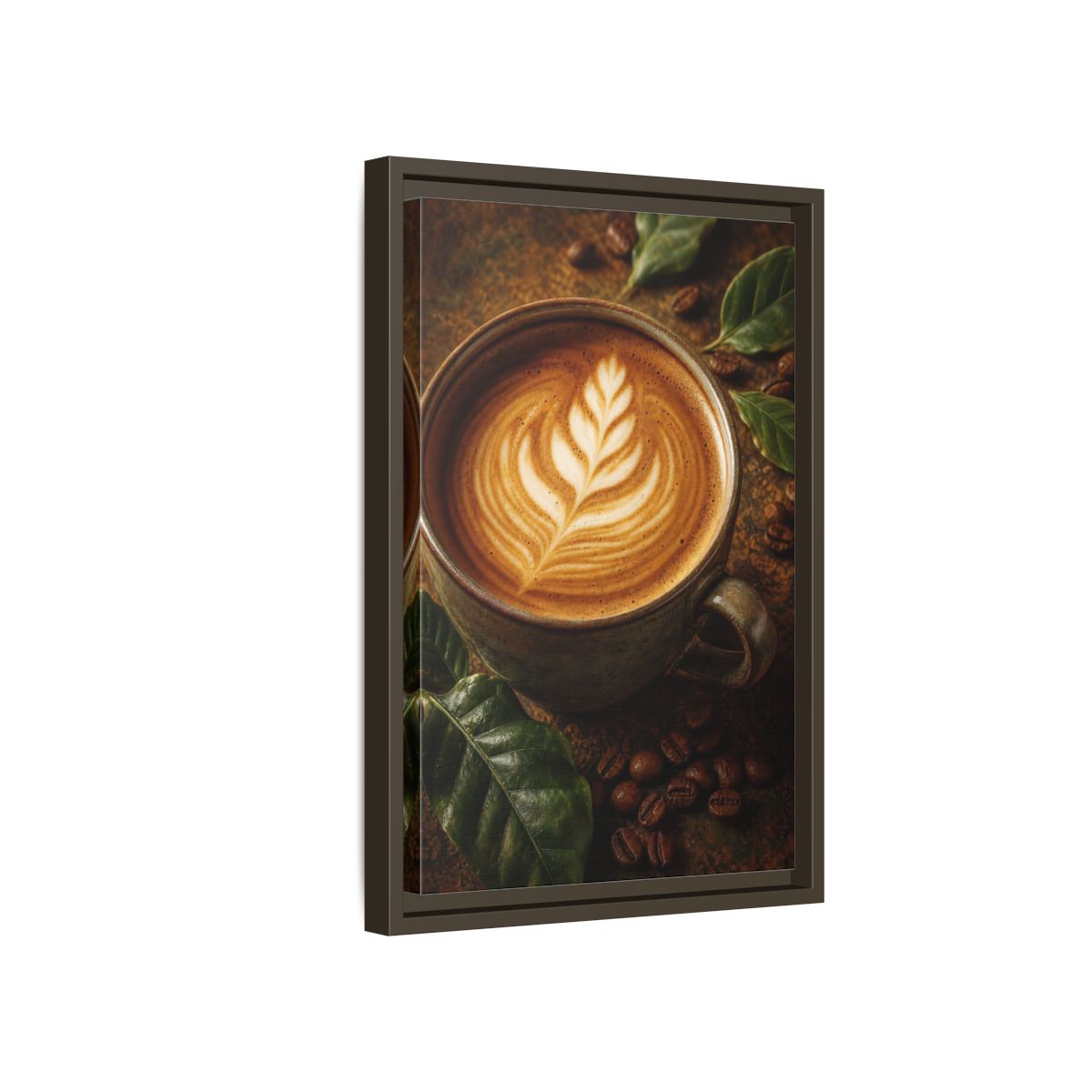 Nature Coffee Cup Earthy Art Framed Canvas Wall Print Framed Canvas Wall Art - Kitchen Decor, Feature shown as canvas wall art