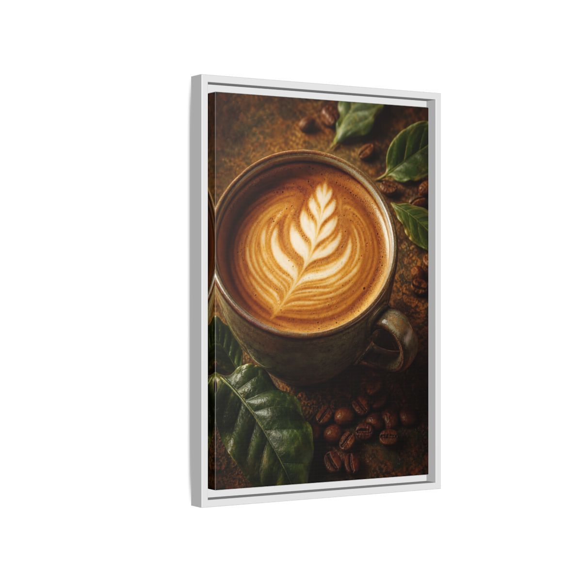 Nature Coffee Cup Earthy Art Framed Canvas Wall Print Framed Canvas Wall Art - Kitchen Decor, Feature shown as canvas wall art