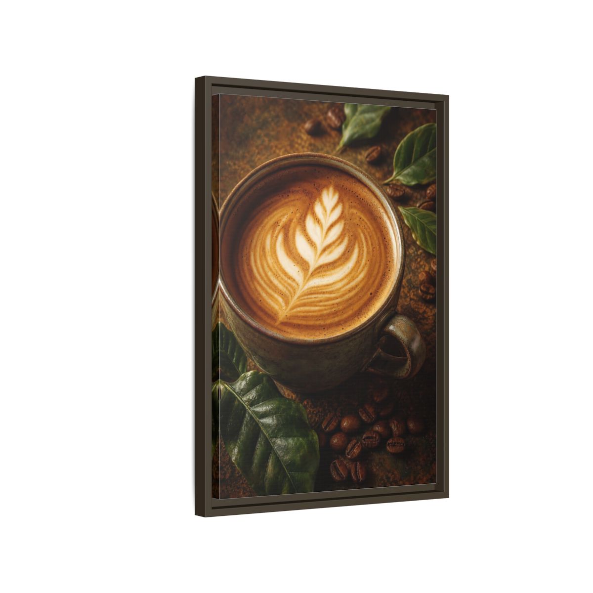 Nature Coffee Cup Earthy Art Framed Canvas Wall Print Framed Canvas Wall Art - Kitchen Decor, Feature shown as canvas wall art