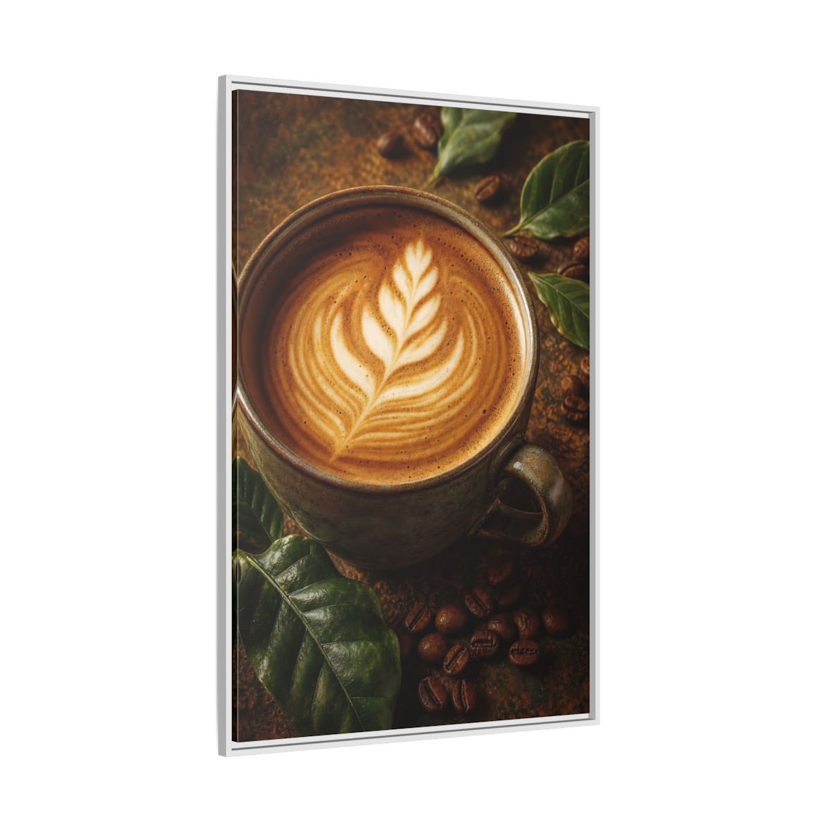 Nature Coffee Cup Earthy Art Framed Canvas Wall Print Framed Canvas Wall Art - Kitchen Decor, Feature shown as canvas wall art