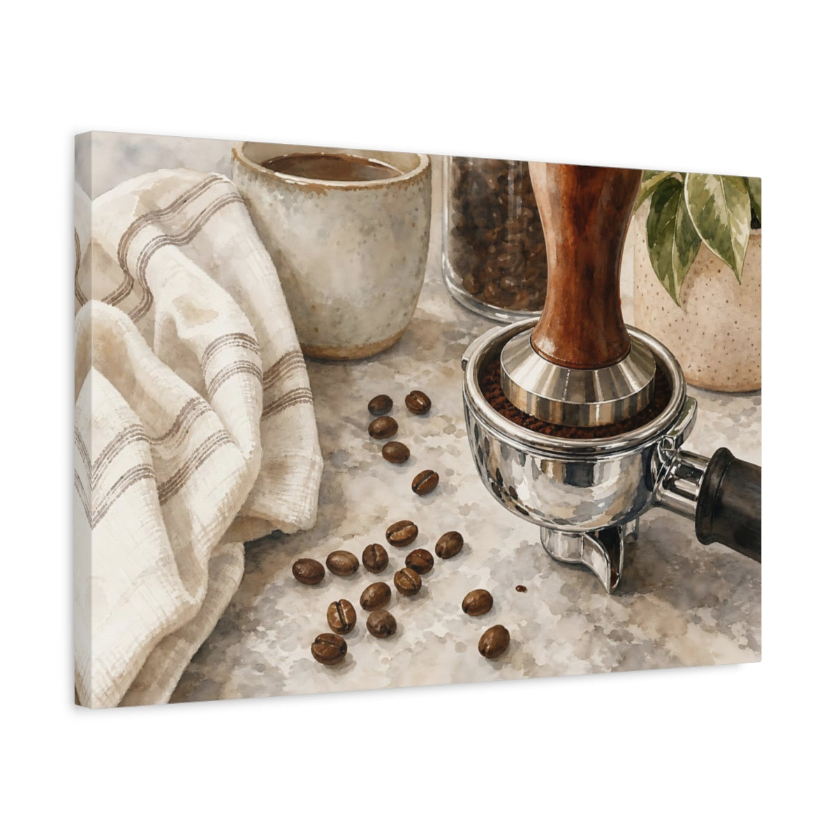 Side Mockup 3. Nature Coffee Essentials Coffee Brown shown as stretched canvas wall art