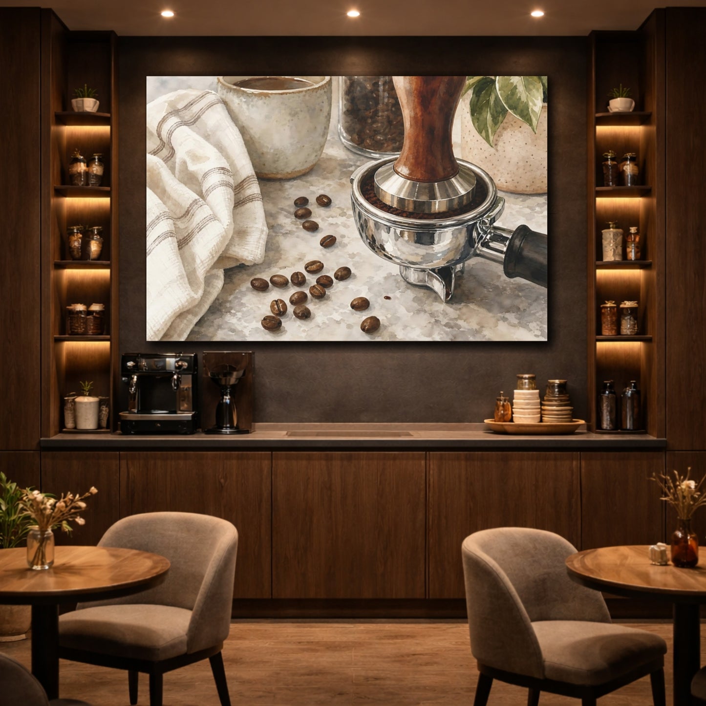 Mockup 4. Nature Coffee Essentials Coffee Brown shown as stretched canvas wall art