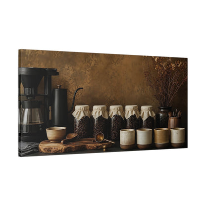 Main Mockup. Nature Coffee Station Brown Coffee shown as canvas print