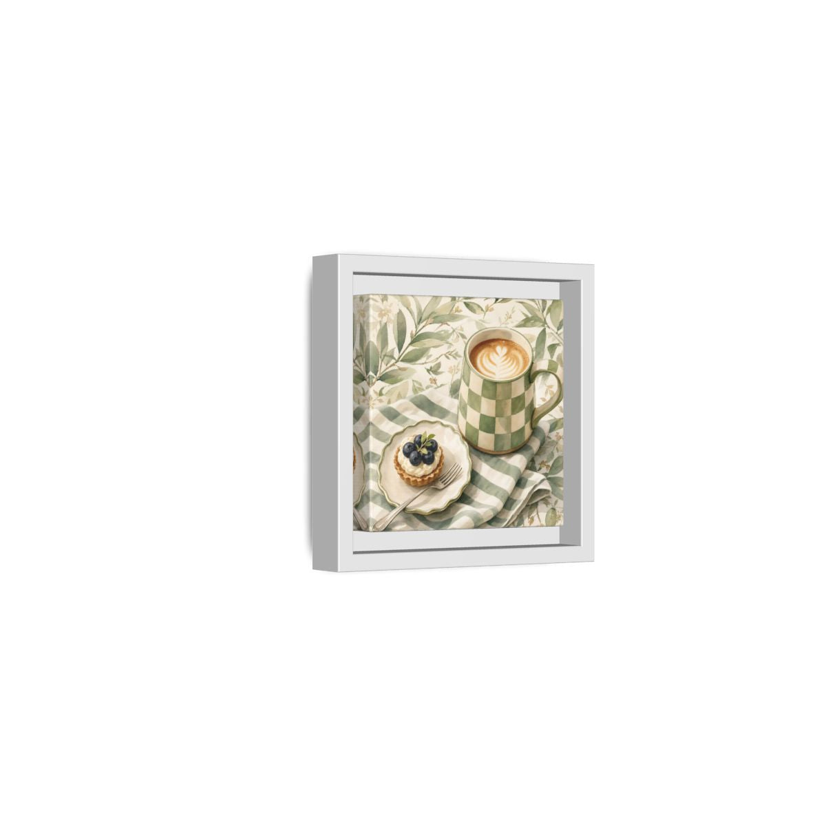 Side Mockup 22. Nature Coffee, Tart Green And Brown shown as stretched canvas wall art