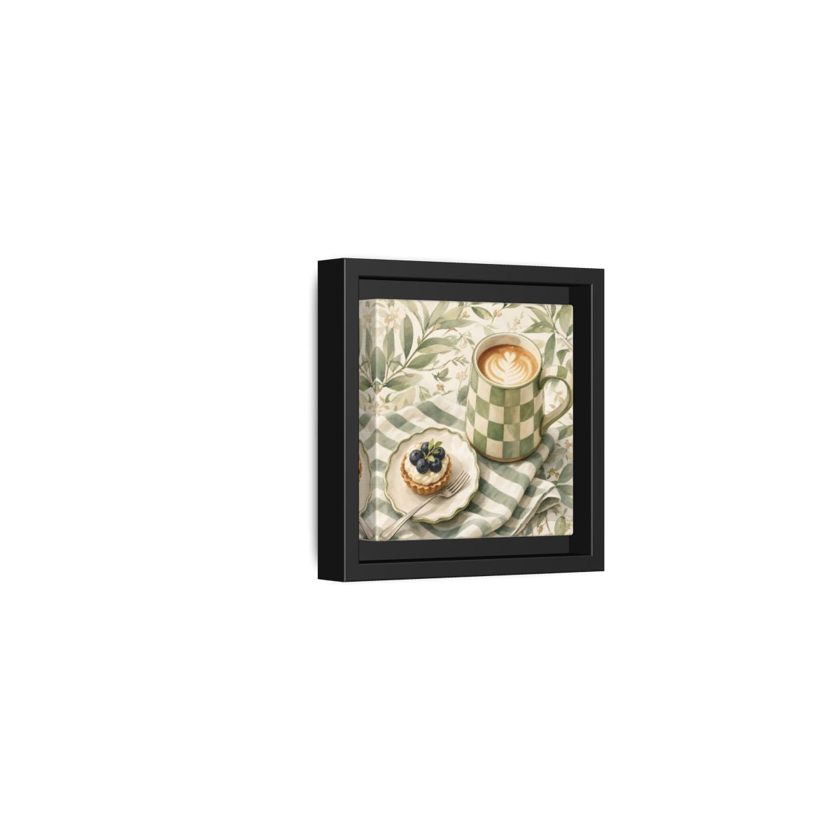 Side Mockup 24. Nature Coffee, Tart Green And Brown shown as stretched canvas wall art
