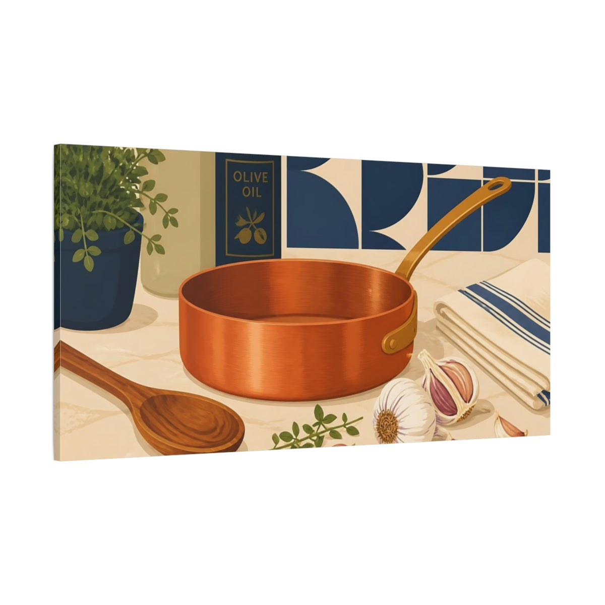 Side Mockup 2. Nature Cooking Ingredients Copper Kitchen shown as canvas print