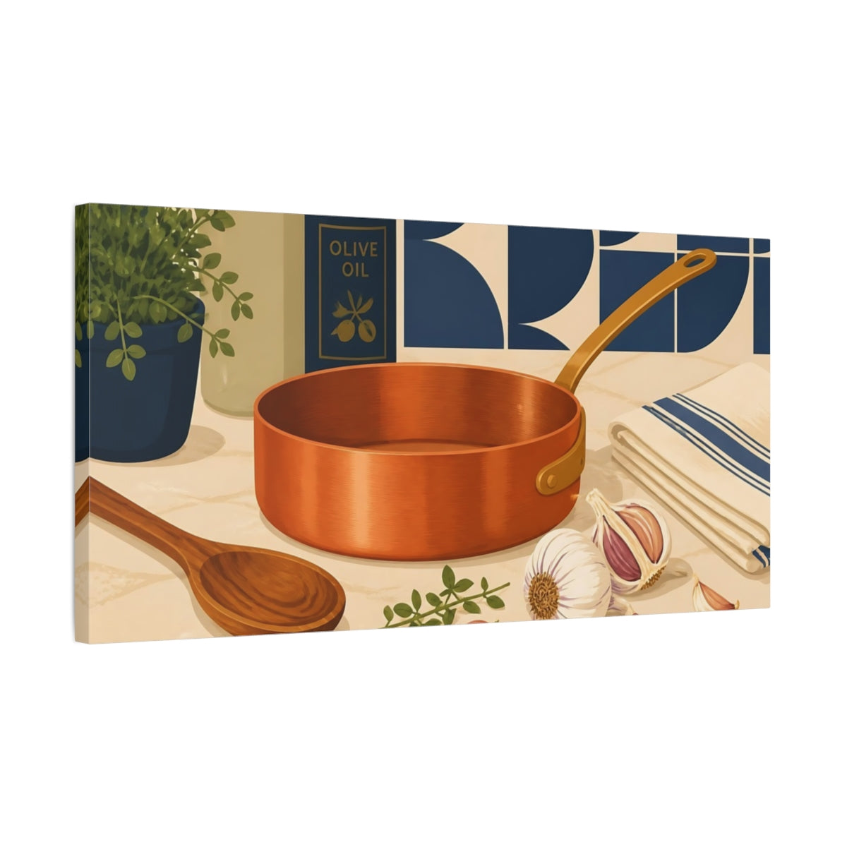 Side Mockup 1. Nature Cooking Ingredients Copper Kitchen shown as canvas print
