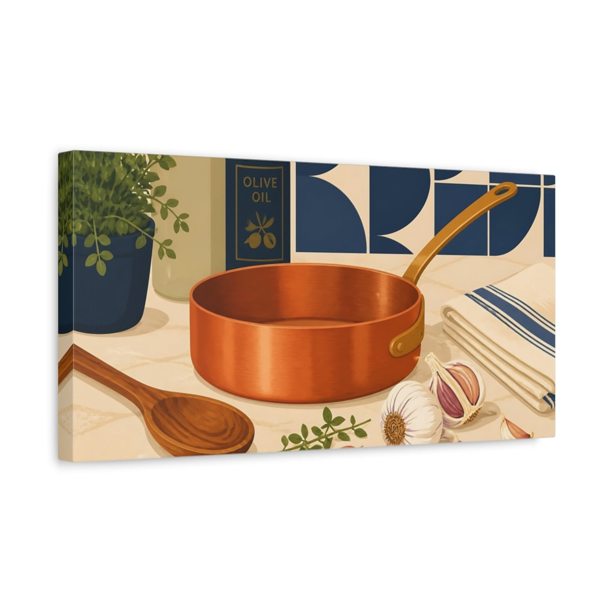 Side Mockup 3. Nature Cooking Ingredients Copper Kitchen shown as canvas print