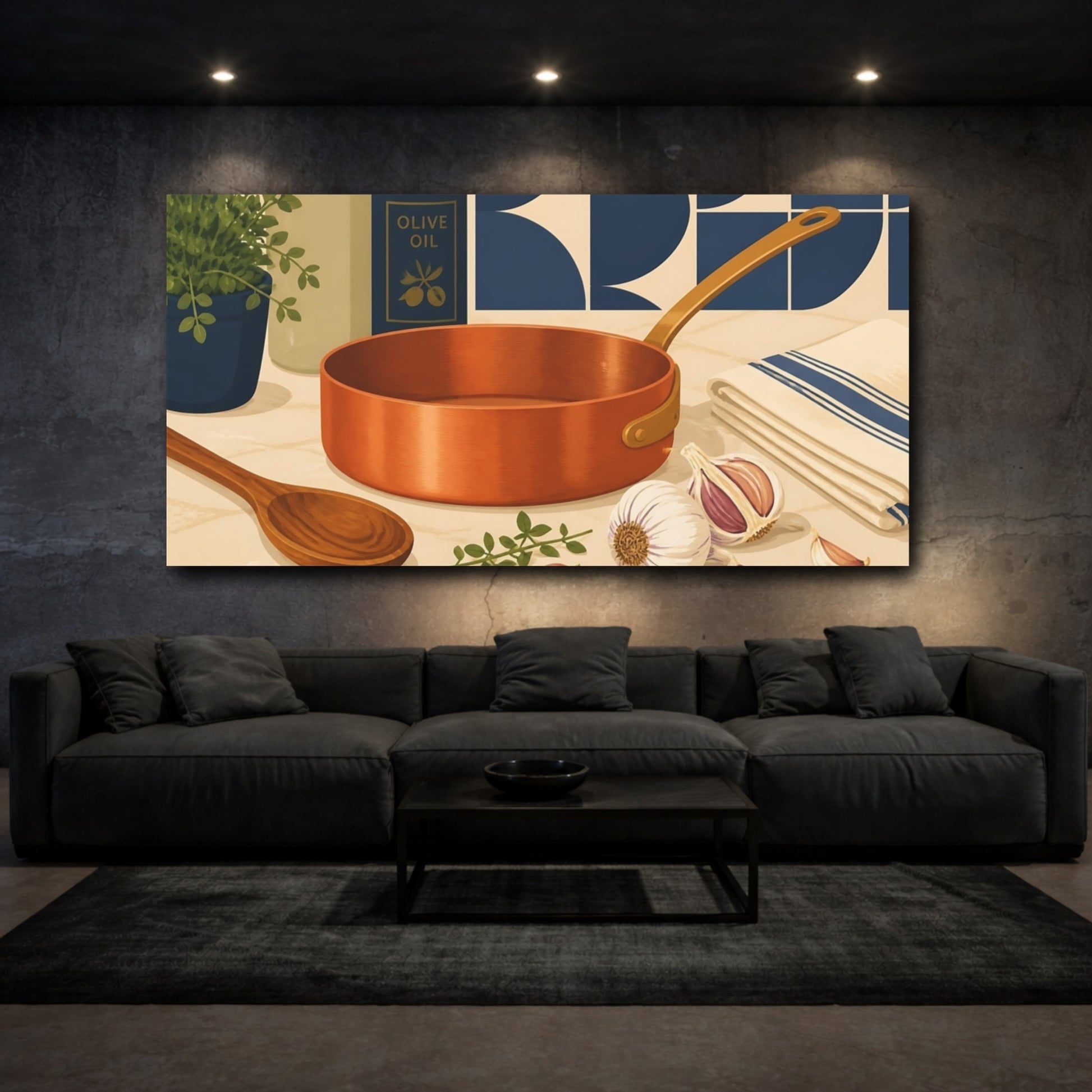 Mockup 3. Nature Cooking Ingredients Copper Kitchen shown as canvas print