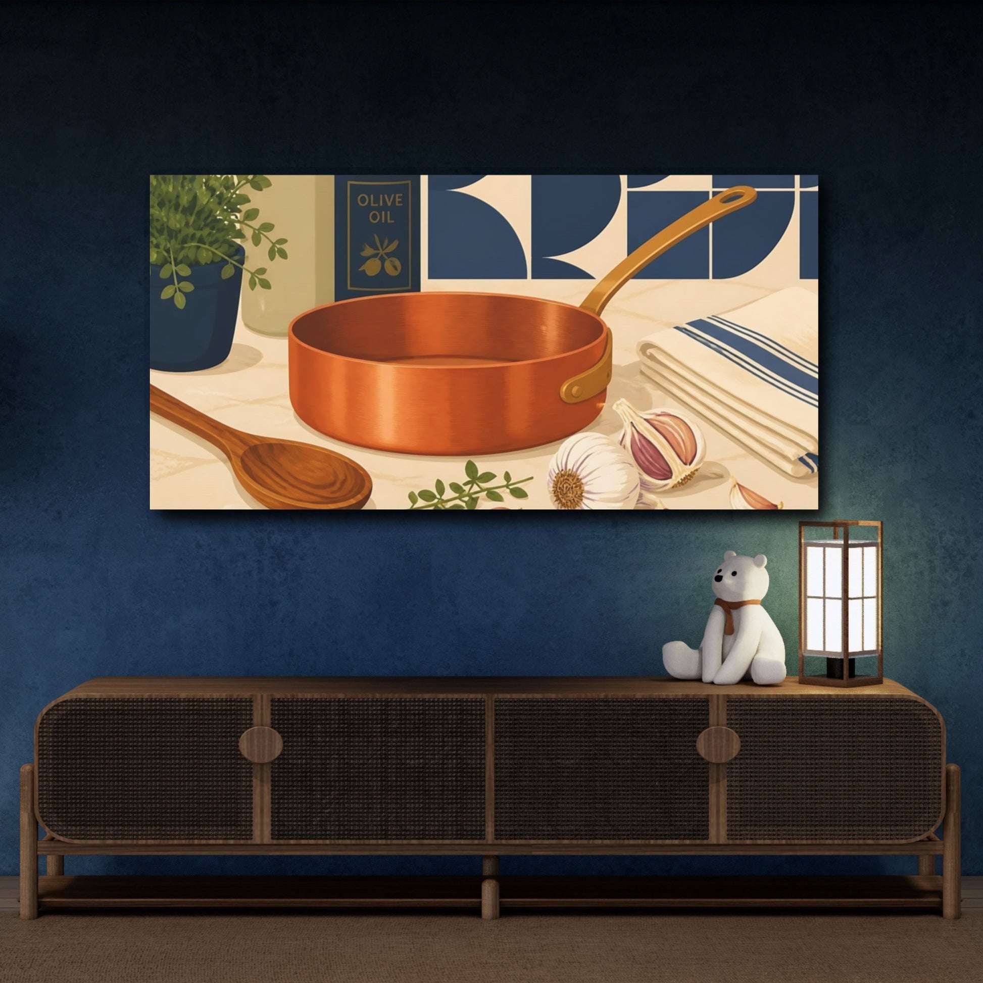 Mockup 4. Nature Cooking Ingredients Copper Kitchen shown as canvas print