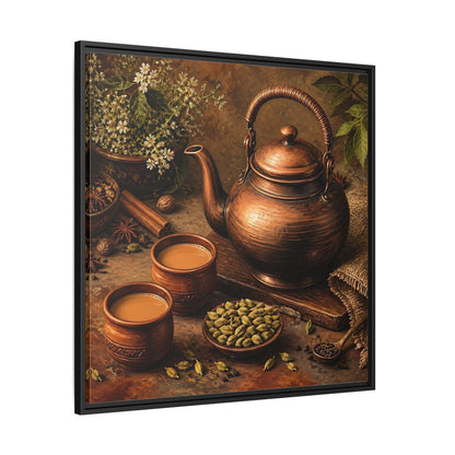 Side Mockup 30. Nature Copper Teapot Brown And Copper shown as stretched canvas wall art