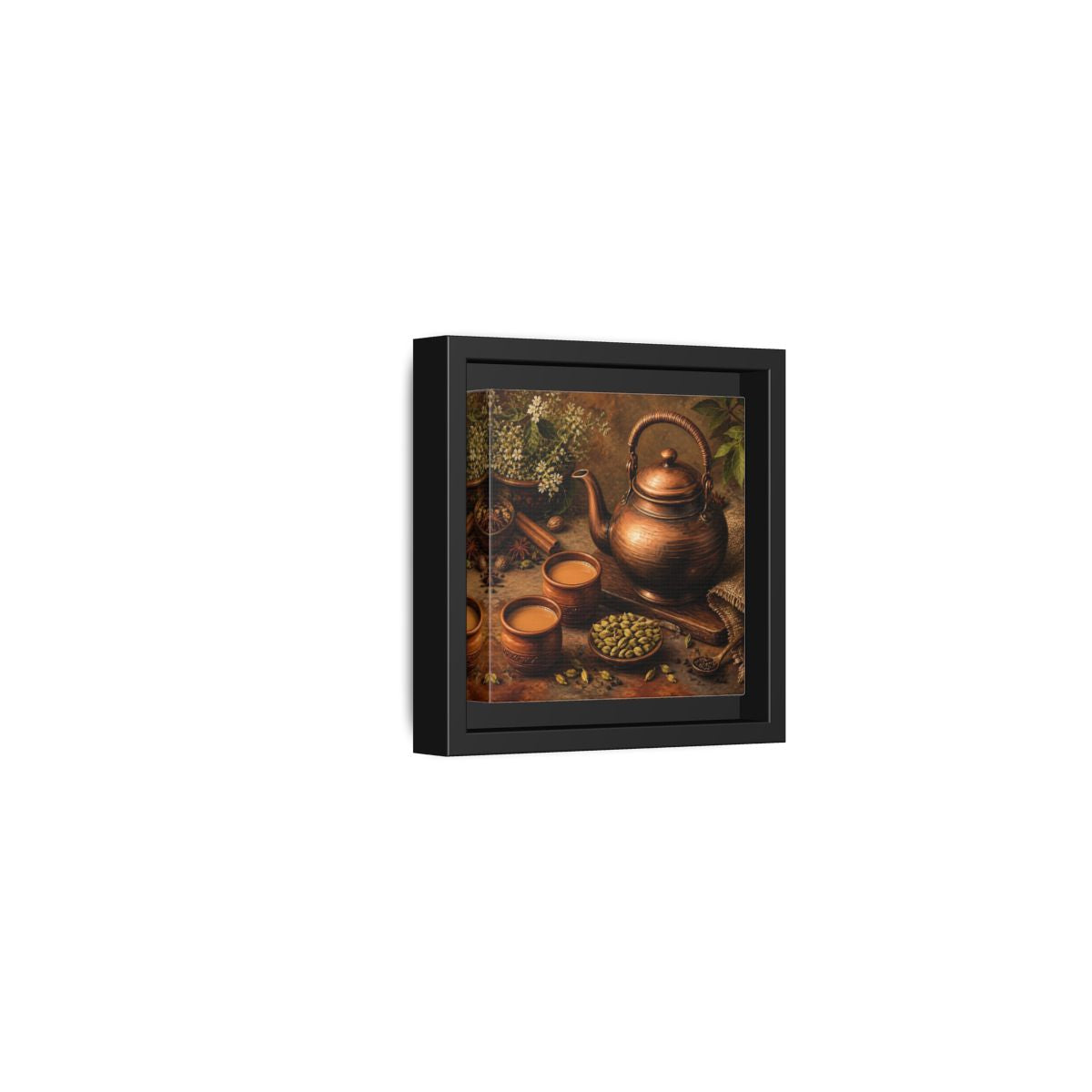 Side Mockup 24. Nature Copper Teapot Brown And Copper shown as stretched canvas wall art