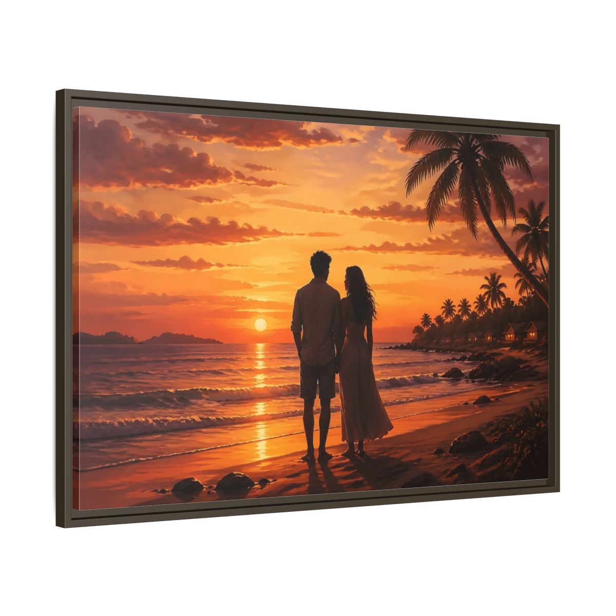 Main Mockup. Nature Couple Sunset Orange Sunset shown as stretched canvas wall art