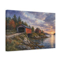 Side Mockup 4. Nature Covered Bridge Coastal Covered Bridge shown as stretched canvas wall art