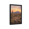 Side Mockup 6. Nature Coyote Desert Wildlife Sunset shown as stretched canvas wall art