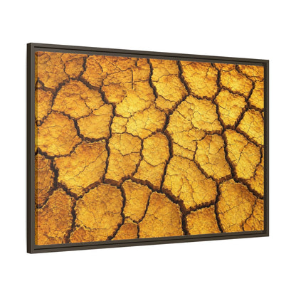 Main Mockup. Nature Cracked Earth Golden Cracked Earth shown as stretched canvas wall art