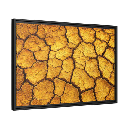 Side Mockup 14. Nature Cracked Earth Golden Cracked Earth shown as stretched canvas wall art