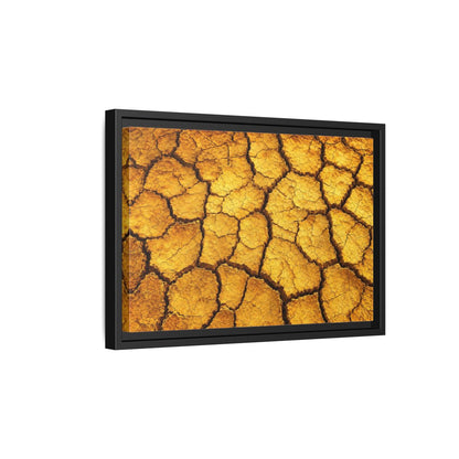 Side Mockup 6. Nature Cracked Earth Golden Cracked Earth shown as stretched canvas wall art